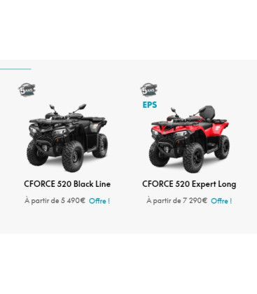 CF MOTO QUAD 520 BLACK LINE GARANTIE 5 ANS 4X4 TREUIL INJECTION T3