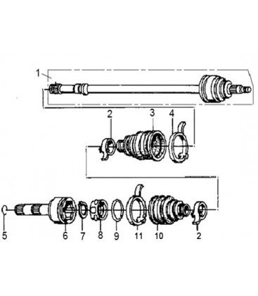 CARDAN DE ROUE 2 CANNELURES